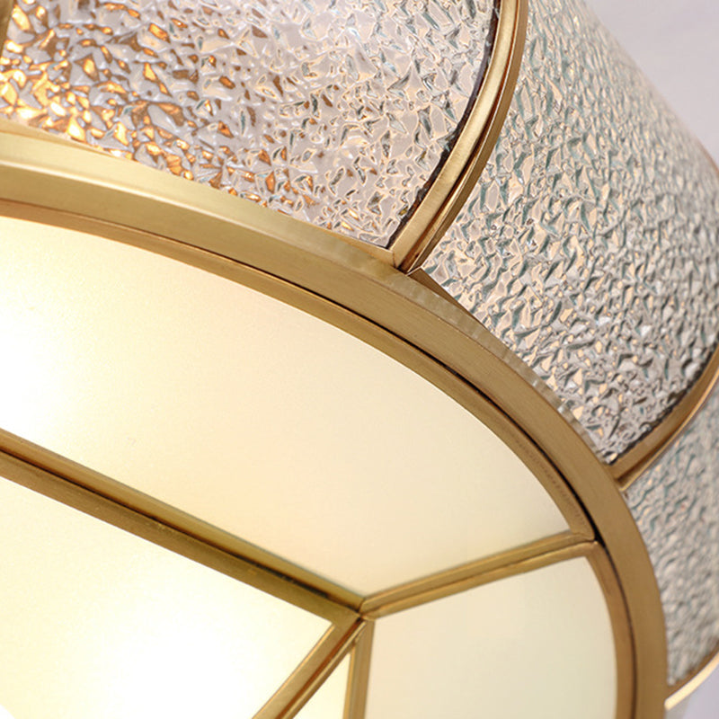 Colonial Vintage cuivre intérieur encastré laiton Bowl suspension avec abat - jour en verre dépoli