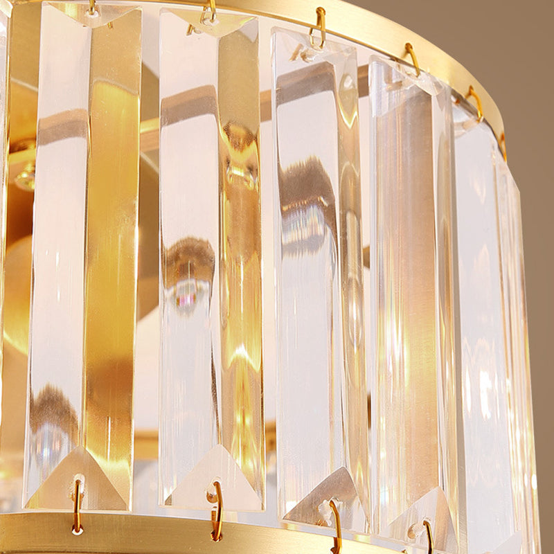 Plafonnier d'intérieur en cuivre à montage encastré pétaloïde de luxe colonial avec abat-jour en cristal