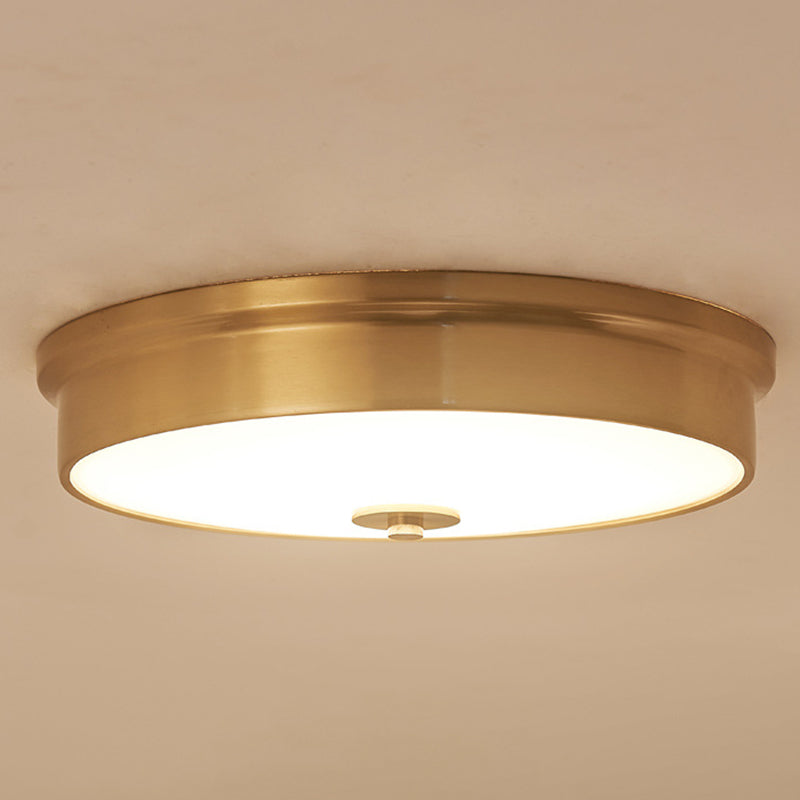 Plafonnier en verre doré de style rétro colonial, plafonnier circulaire en cuivre pour chambre à coucher