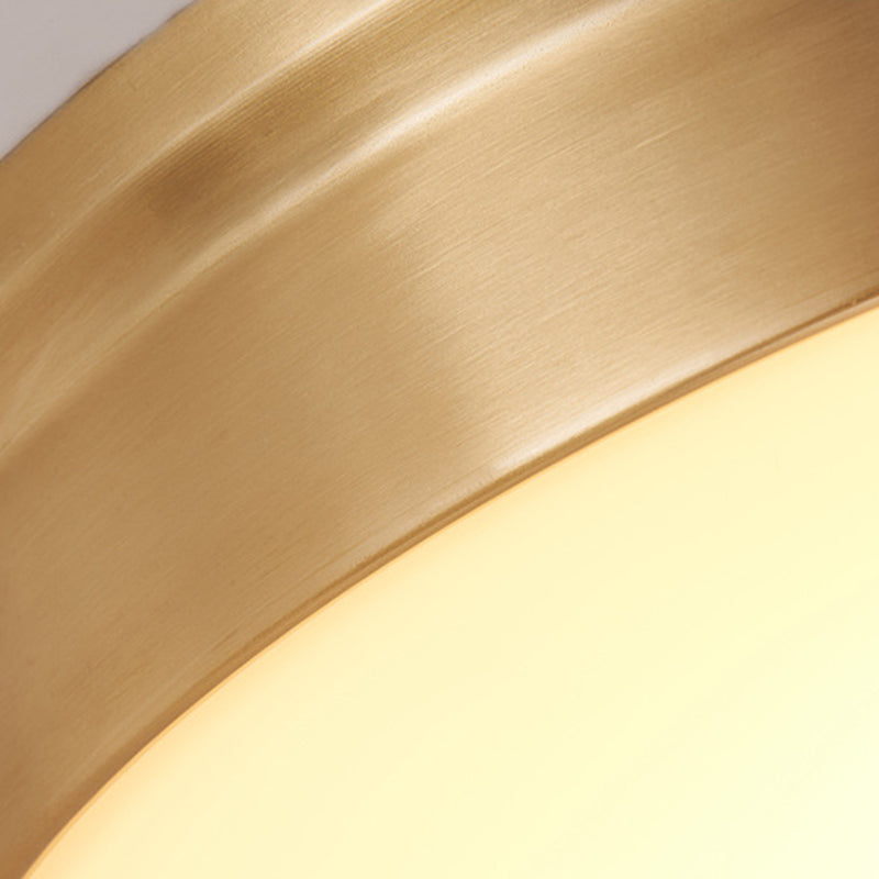 Plafonnier en verre doré de style rétro colonial, plafonnier circulaire en cuivre pour chambre à coucher