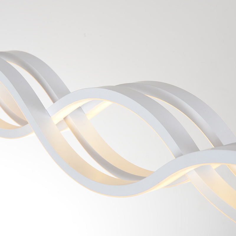 Forma de onda blanca Luz Led Island en estilo moderno Luz de colgante de hierro lacado con sombra acrílica