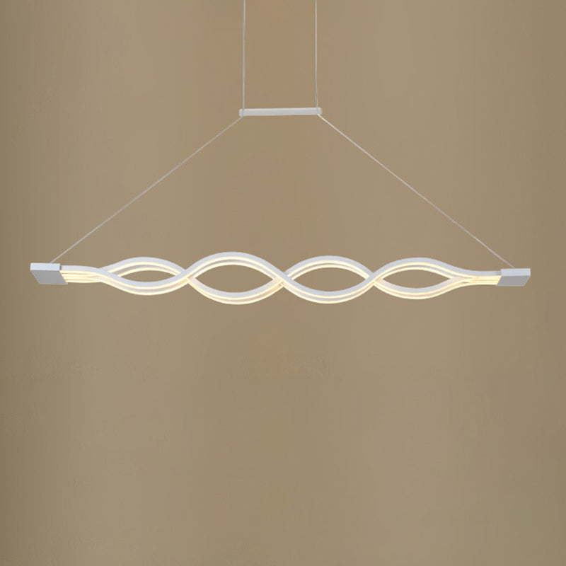 Forme d'onde blanche LED ISLAND LIGHT DU PENDANT DE FER LACQUETED MODERNE