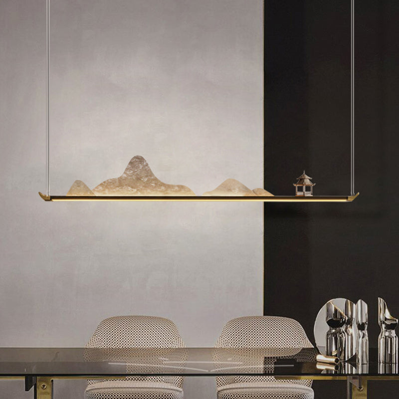 La lampe de lustre en métal moderne pendante île LED linéaire pour la salle de thé