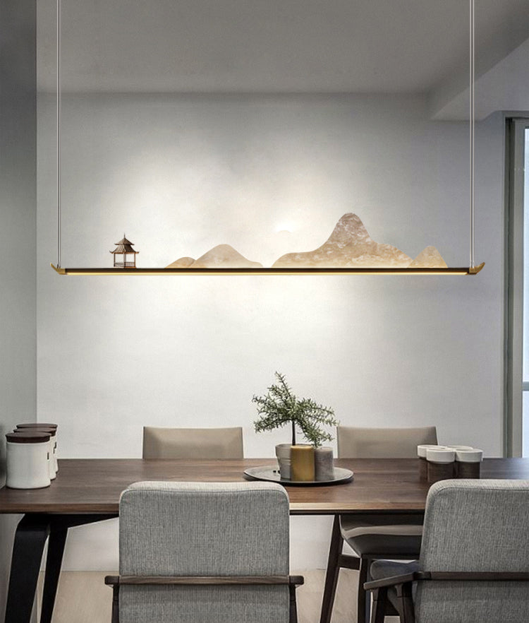 La lampe de lustre en métal moderne pendante île LED linéaire pour la salle de thé