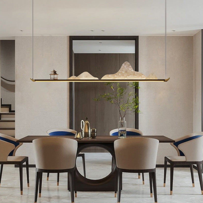 La lampe de lustre en métal moderne pendante île LED linéaire pour la salle de thé