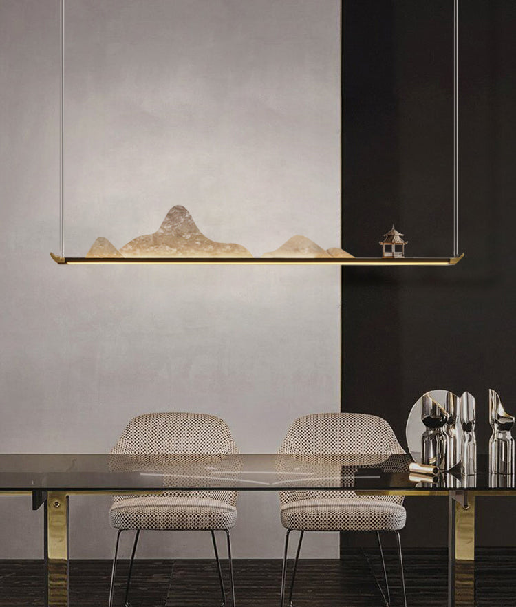 La lampe de lustre en métal moderne pendante île LED linéaire pour la salle de thé