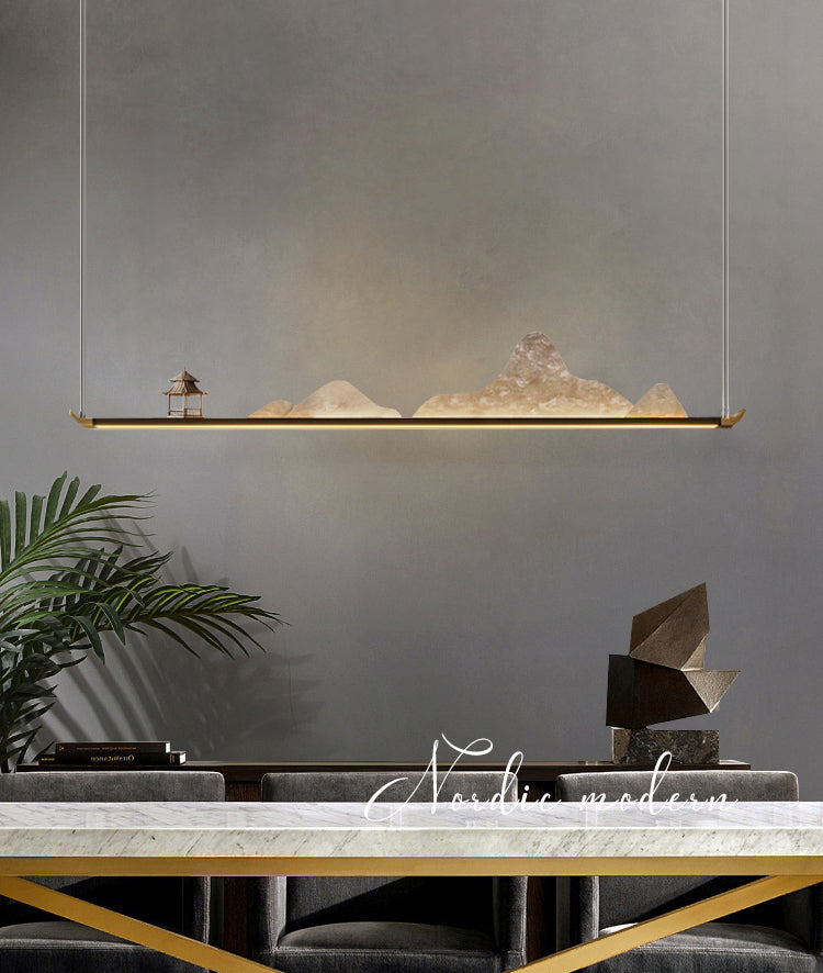 La lampe de lustre en métal moderne pendante île LED linéaire pour la salle de thé