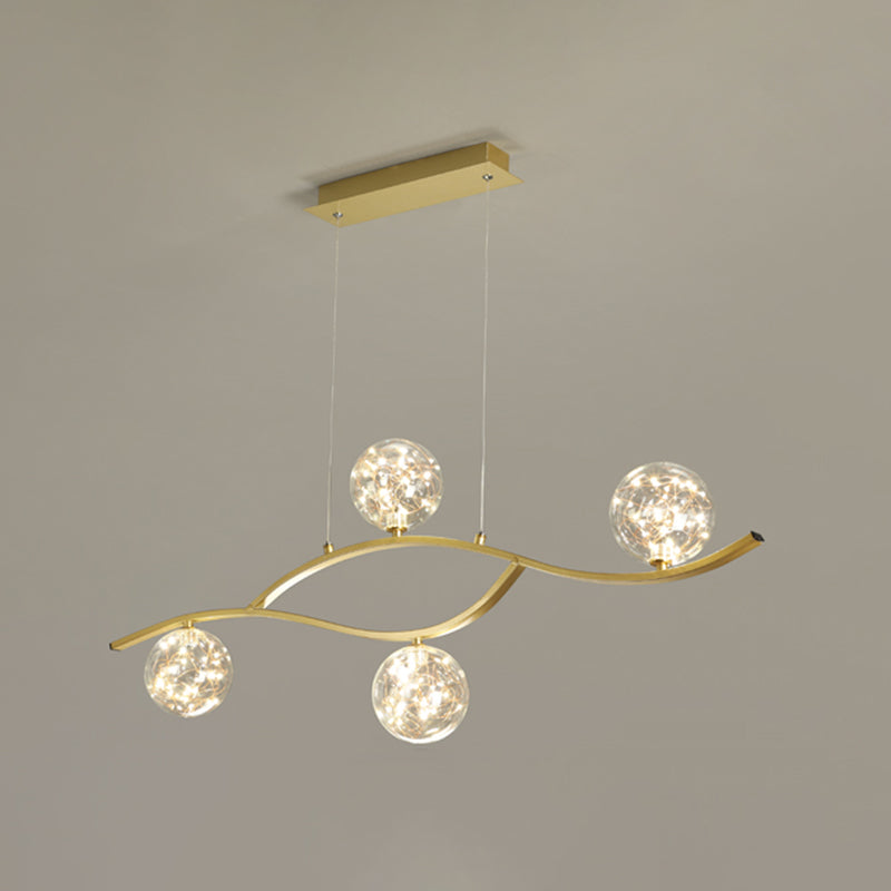 Pendants contemporains pour l'îlot de cuisine Éclairage pendentif linéaire en or