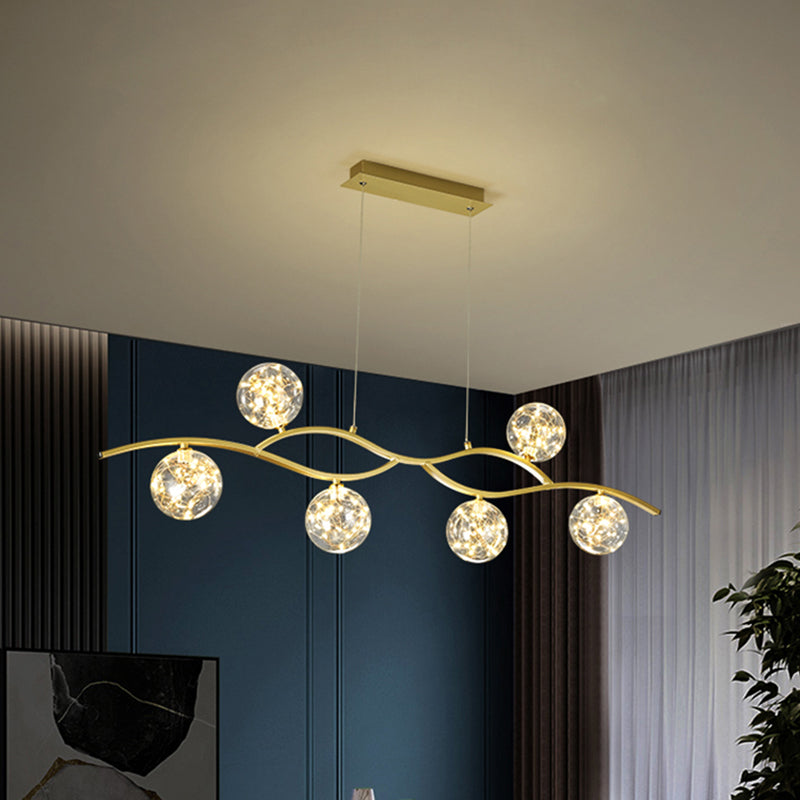 Pendants contemporains pour l'îlot de cuisine Éclairage pendentif linéaire en or