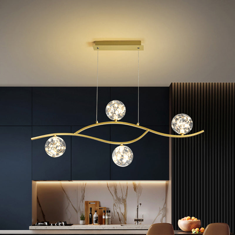 Pendants contemporains pour l'îlot de cuisine Éclairage pendentif linéaire en or