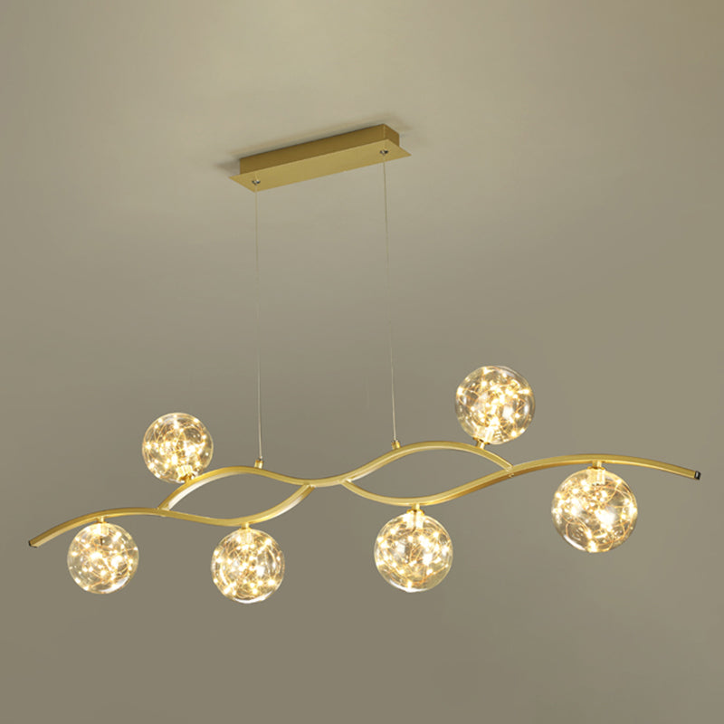 Pendants contemporains pour l'îlot de cuisine Éclairage pendentif linéaire en or