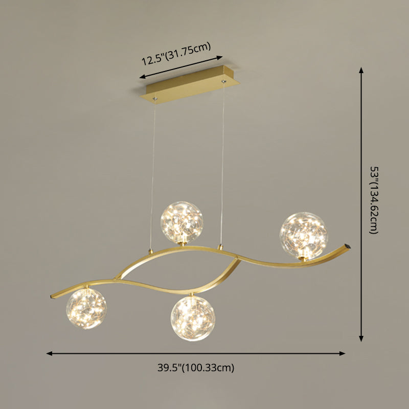 Pendants contemporains pour l'îlot de cuisine Éclairage pendentif linéaire en or