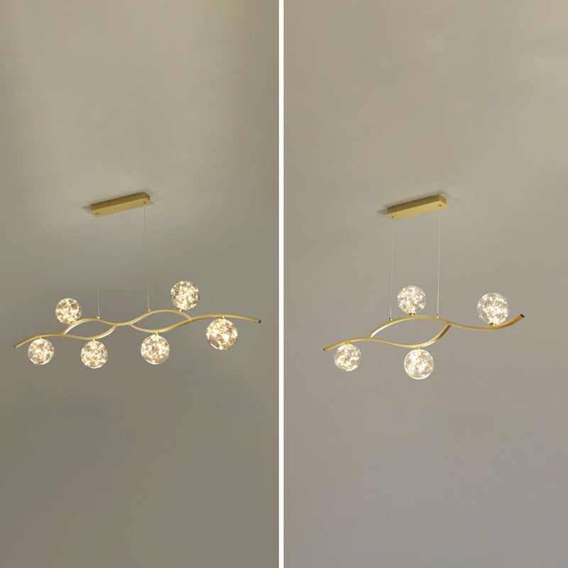 Pendants contemporains pour l'îlot de cuisine Éclairage pendentif linéaire en or