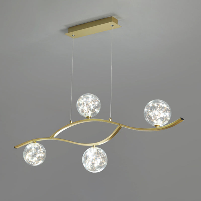 Pendants contemporains pour l'îlot de cuisine Éclairage pendentif linéaire en or