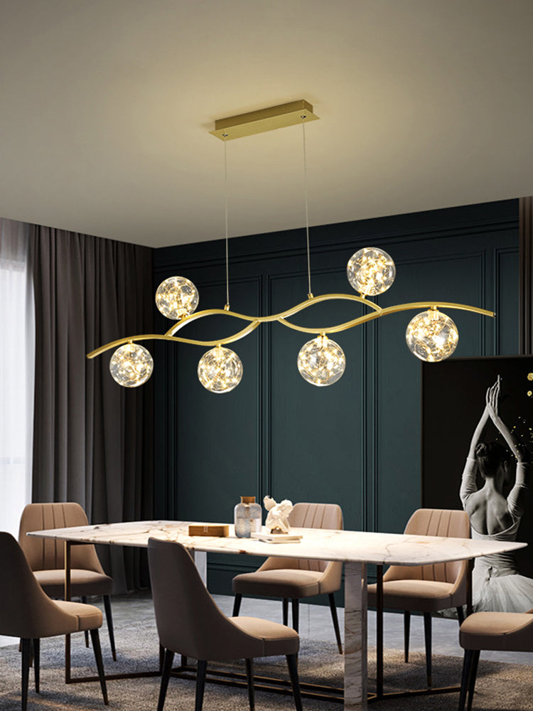 Pendants contemporains pour l'îlot de cuisine Éclairage pendentif linéaire en or