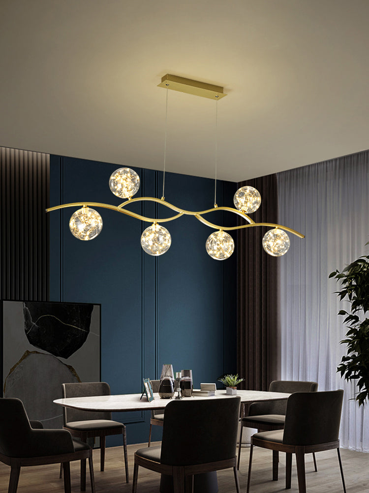 Pendants contemporains pour l'îlot de cuisine Éclairage pendentif linéaire en or