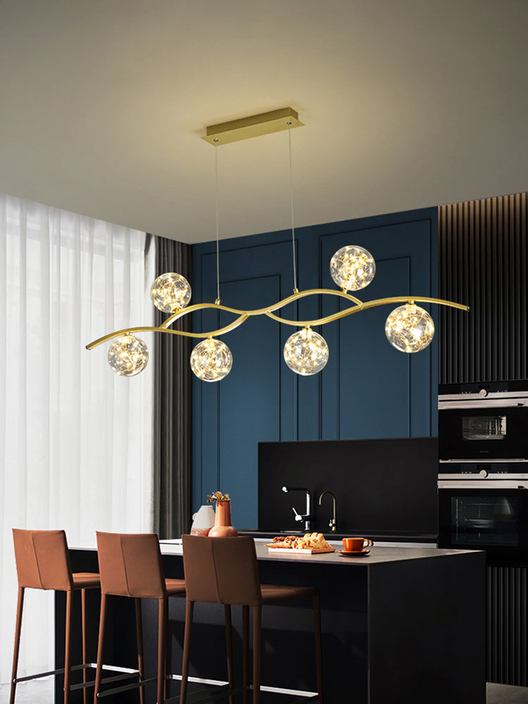 Pendants contemporains pour l'îlot de cuisine Éclairage pendentif linéaire en or