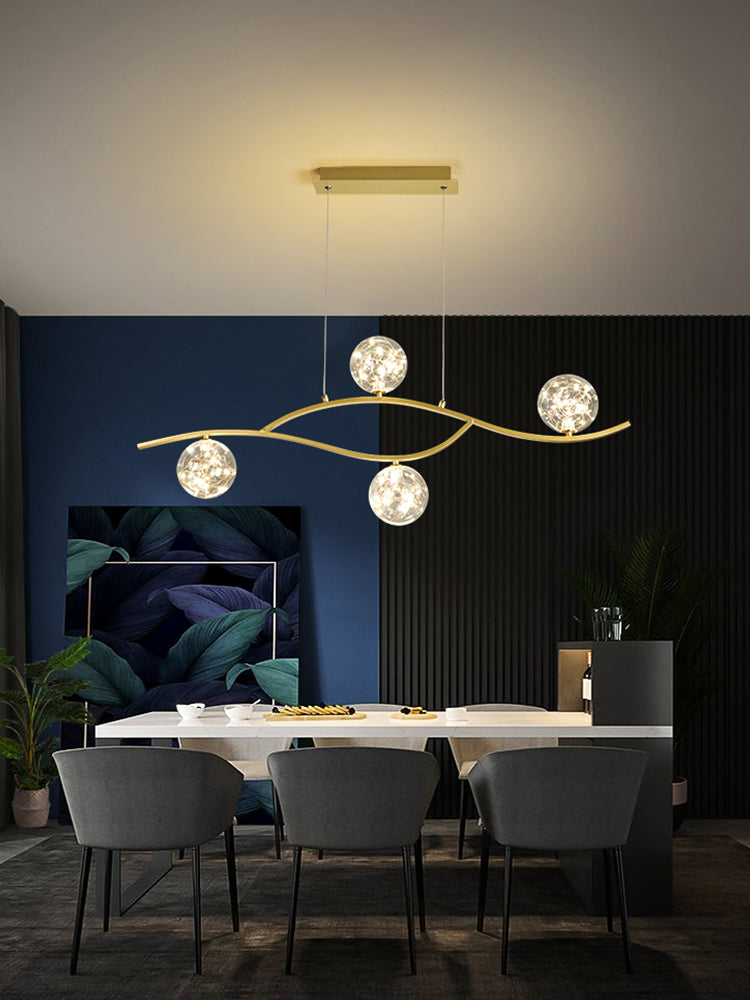 Pendants contemporains pour l'îlot de cuisine Éclairage pendentif linéaire en or