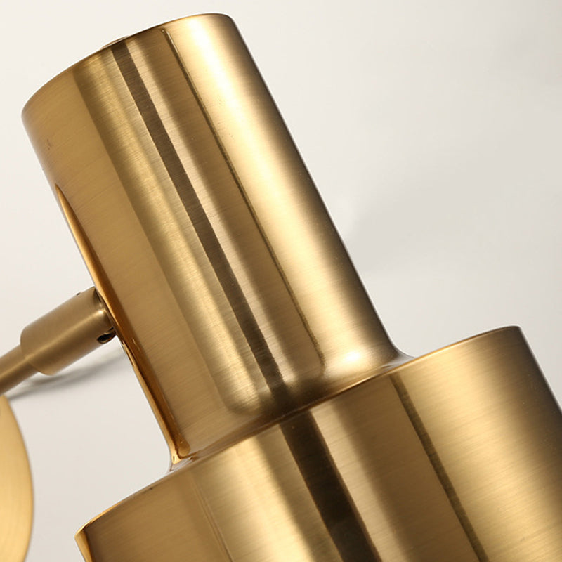 Lampada a parete singola cilindroide dorata nella moderna luce da parete di ferro elettroplate in stile creativo per camera da letto