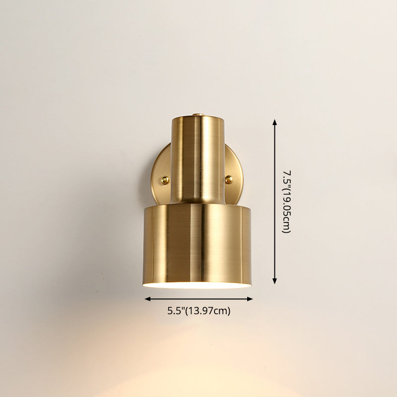 Lampada a parete singola cilindroide dorata nella moderna luce da parete di ferro elettroplate in stile creativo per camera da letto