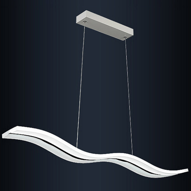 Lumière en île à LED blanche en acrylique dans le pendentif linéaire en acier inoxydable moderne en acier inoxydable