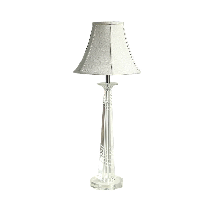 Clear Crystal Bell Night Light Traditional 1 Light Living Room Table Lamp in Light Gray