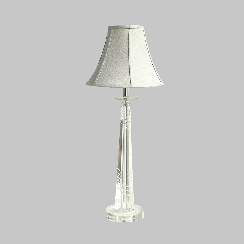 Clear Crystal Bell Night Light Traditional 1 Light Living Room Table Lamp in Light Gray