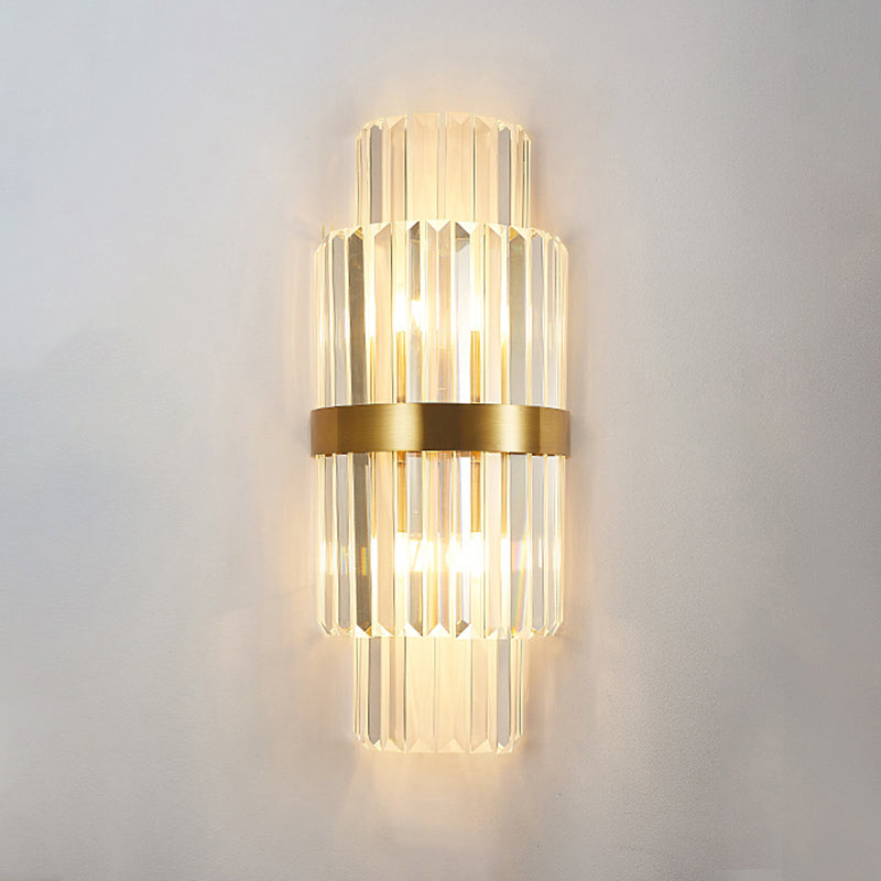 Clear Crystal Wall Mounted Light Fixture Modern Style 2-Lights Wall Lighting for Hotel