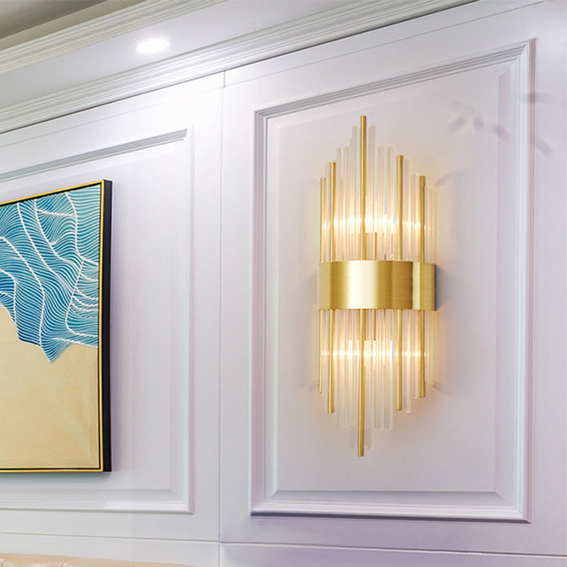 Clear Crystal Wall Mounted Light Fixture Modern Style 2-Lights Wall Lighting for Hotel