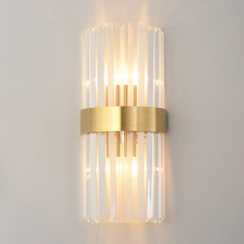 Clear Crystal Wall Mounted Light Fixture Modern Style 2-Lights Wall Lighting for Hotel