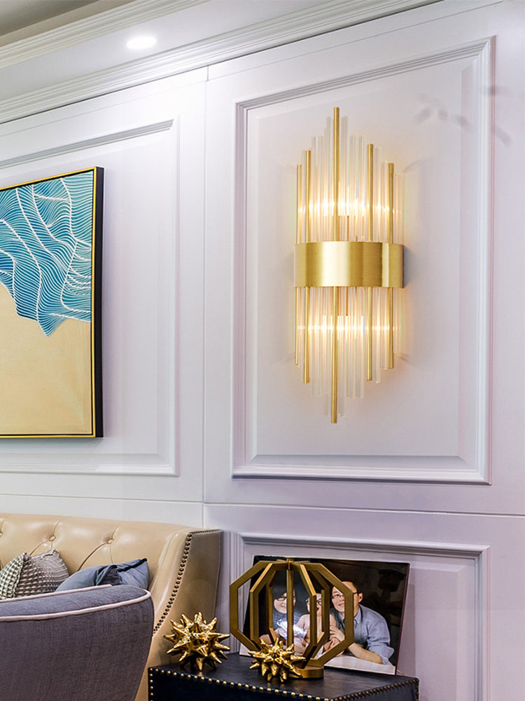 Clear Crystal Wall Mounted Light Fixture Modern Style 2-Lights Wall Lighting for Hotel