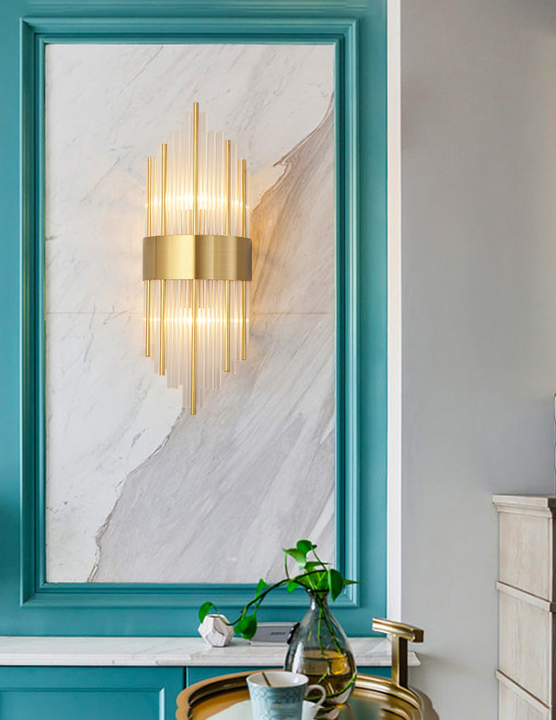 Clear Crystal Wall Mounted Light Fixture Modern Style 2-Lights Wall Lighting for Hotel