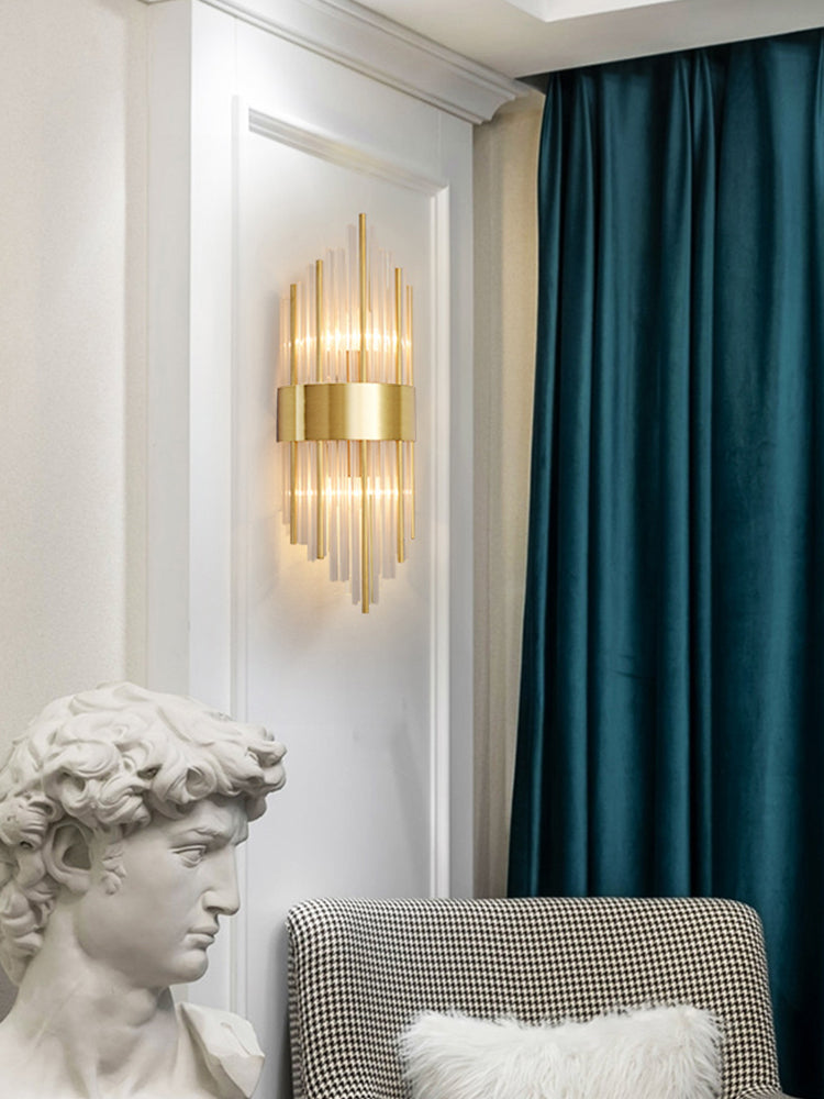 Clear Crystal Wall Mounted Light Fixture Modern Style 2-Lights Wall Lighting for Hotel