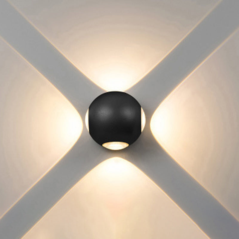 2-Lights Geometric Wall Sconce Modern Simple Style Metal Wall Lighting in Black