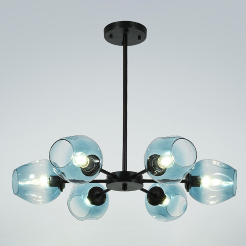 Modern Creative Indoor Pendant Light Wrought Iron Sputnik Hanging Lamp with Glass Shade