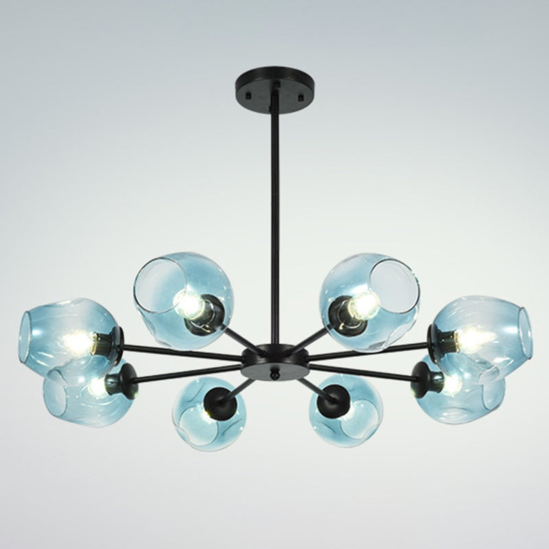 Modern Creative Indoor Pendant Light Wrought Iron Sputnik Hanging Lamp with Glass Shade