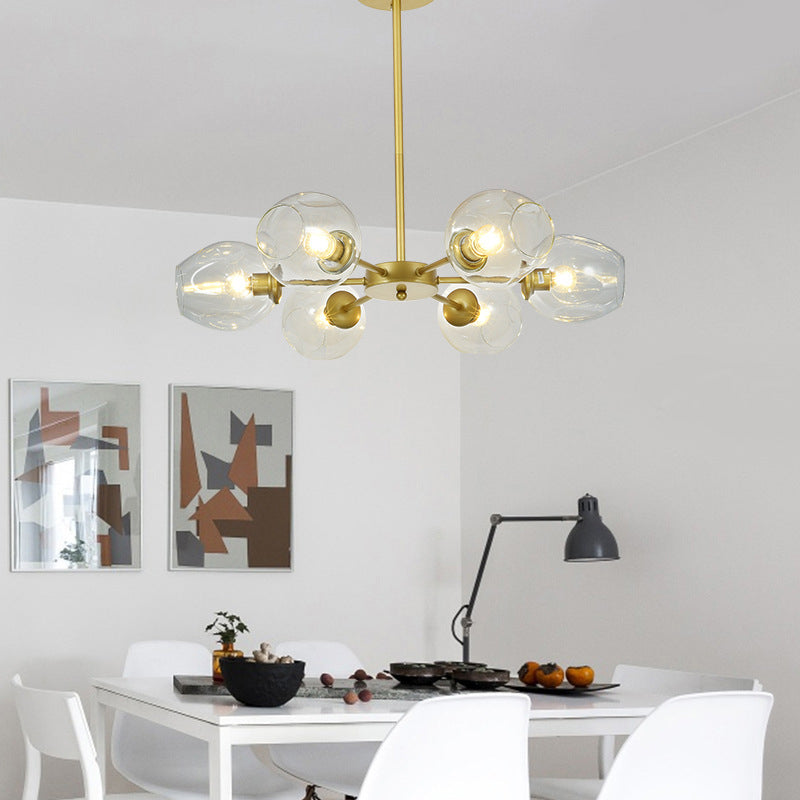 Lámpara de hierro forjado colgante de interior creativo moderno Sputnik Lámpara colgante con sombra de vidrio