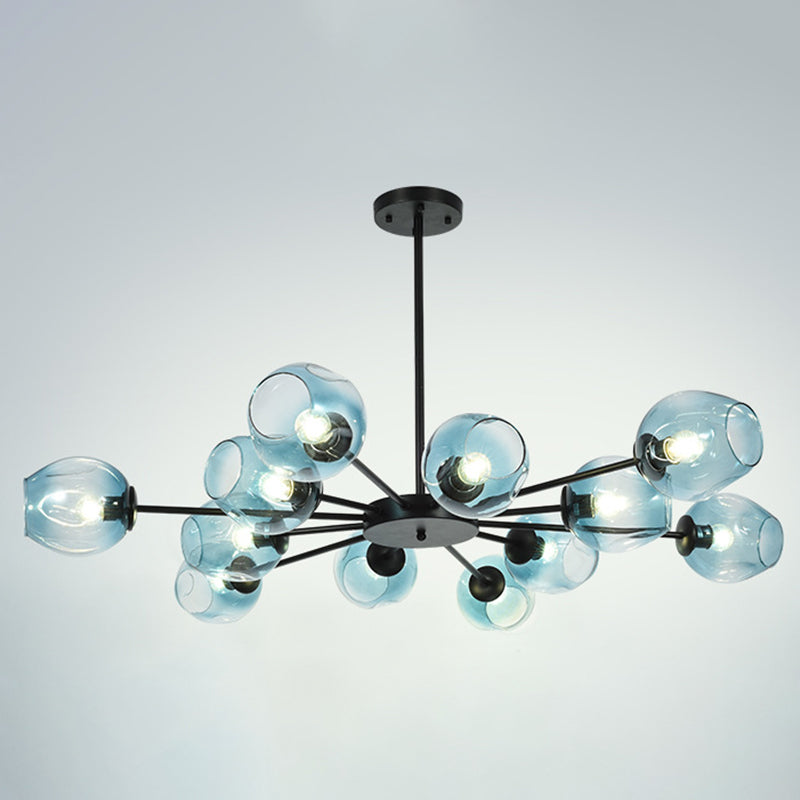 Modern Creative Indoor Pendant Light Wrought Iron Sputnik Hanging Lamp with Glass Shade