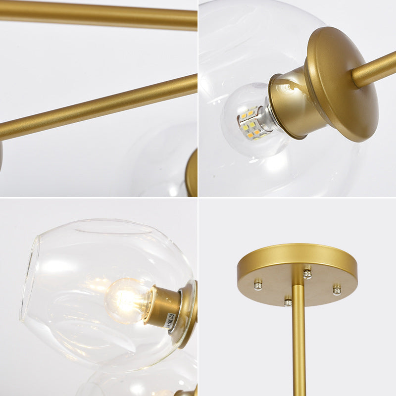 Lámpara de hierro forjado colgante de interior creativo moderno Sputnik Lámpara colgante con sombra de vidrio