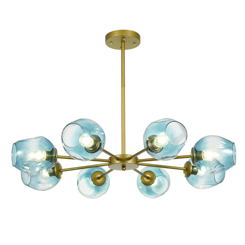 Lámpara de hierro forjado colgante de interior creativo moderno Sputnik Lámpara colgante con sombra de vidrio