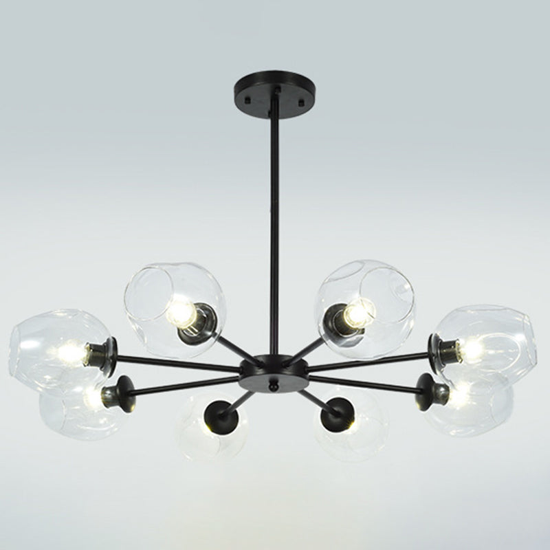 Modern Creative Indoor Pendant Light Wrought Iron Sputnik Hanging Lamp with Glass Shade