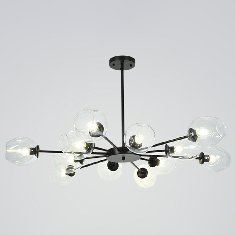 Lámpara de hierro forjado colgante de interior creativo moderno Sputnik Lámpara colgante con sombra de vidrio