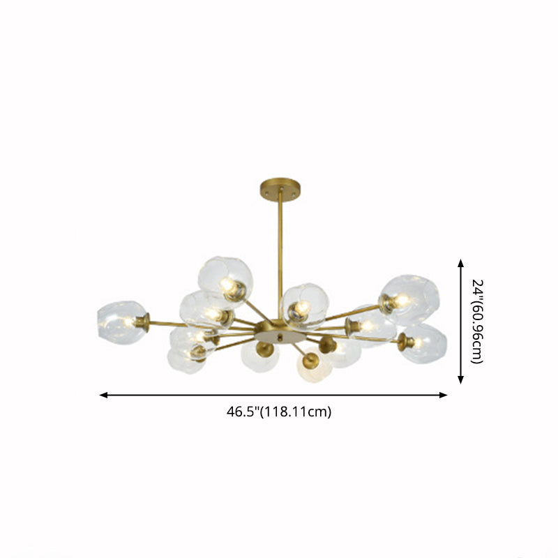 Modern Creative Indoor Pendant Light Wrought Iron Sputnik Hanging Lamp with Glass Shade