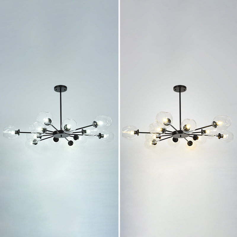 Modern Creative Indoor Pendant Light Wrought Iron Sputnik Hanging Lamp with Glass Shade