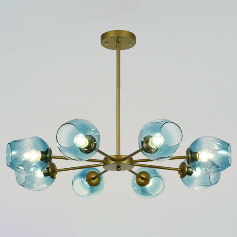 Modern Creative Indoor Pendant Light Wrought Iron Sputnik Hanging Lamp with Glass Shade