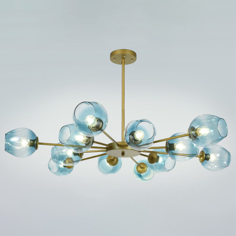 Lámpara de hierro forjado colgante de interior creativo moderno Sputnik Lámpara colgante con sombra de vidrio