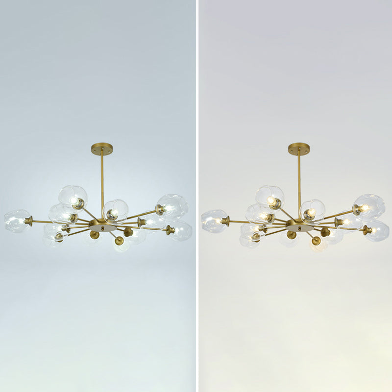 Modern Creative Indoor Pendant Light Wrought Iron Sputnik Hanging Lamp with Glass Shade