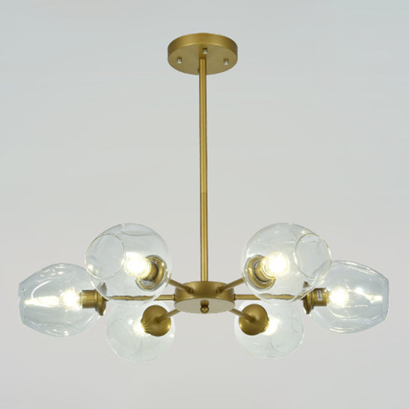 Modern Creative Indoor Pendant Light Wrought Iron Sputnik Hanging Lamp with Glass Shade