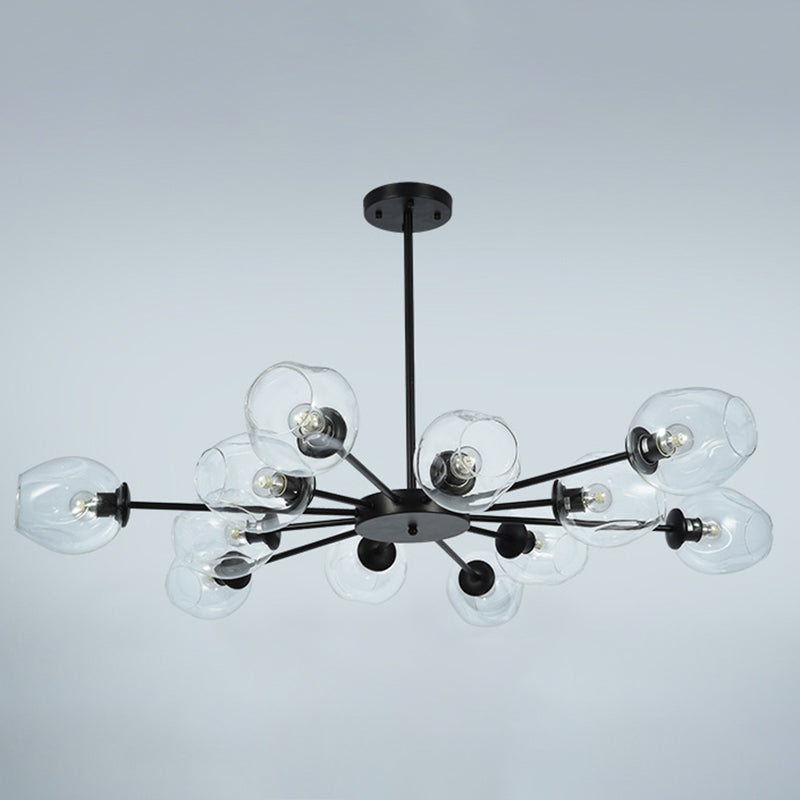 Modern Creative Indoor Pendant Light Wrought Iron Sputnik Hanging Lamp with Glass Shade