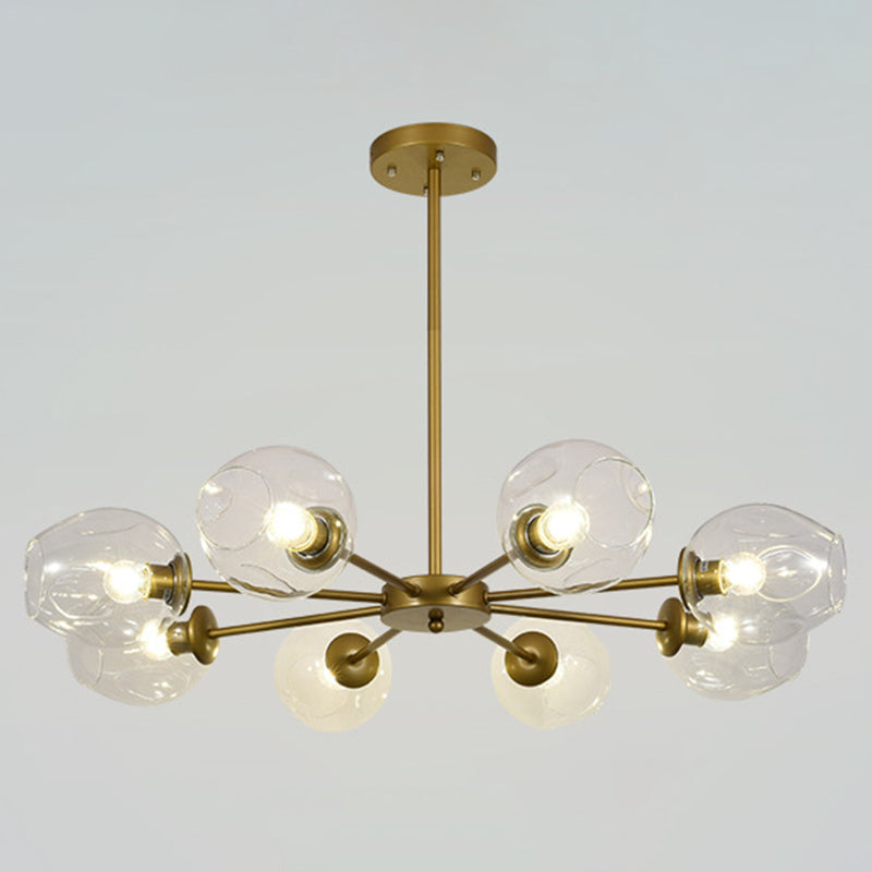 Modern Creative Indoor Pendant Light Wrought Iron Sputnik Hanging Lamp with Glass Shade